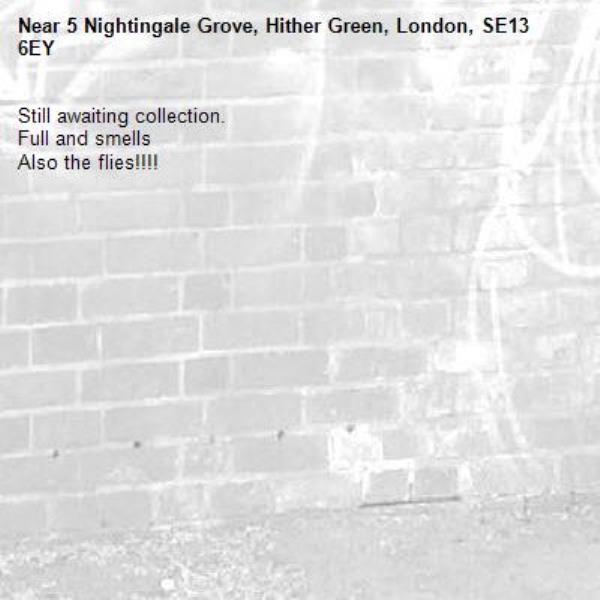 Still awaiting collection. 
Full and smells
Also the flies!!!!-5 Nightingale Grove, Hither Green, London, SE13 6EY