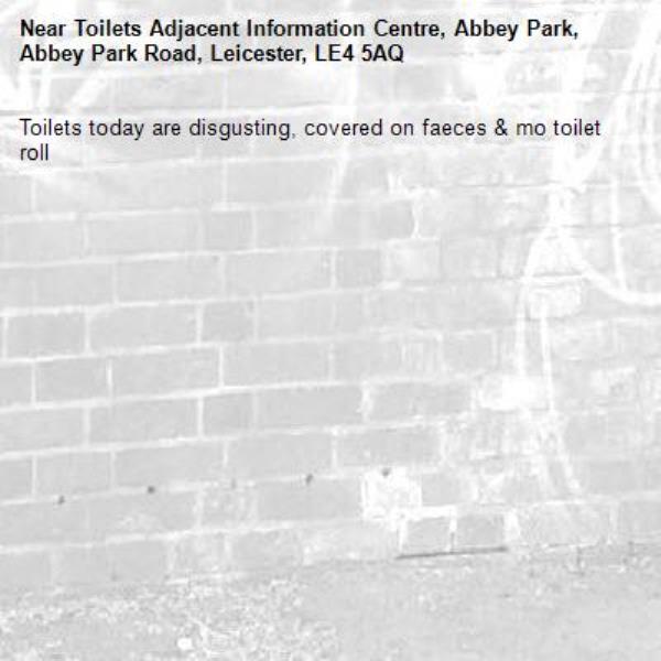 Toilets today are disgusting, covered on faeces &amp; mo toilet roll-Toilets Adjacent Information Centre, Abbey Park, Abbey Park Road, Leicester, LE4 5AQ
