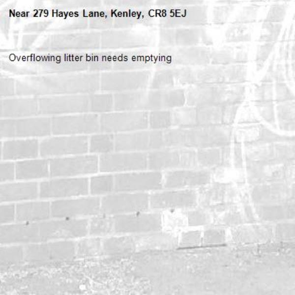 Overflowing litter bin needs emptying -279 Hayes Lane, Kenley, CR8 5EJ