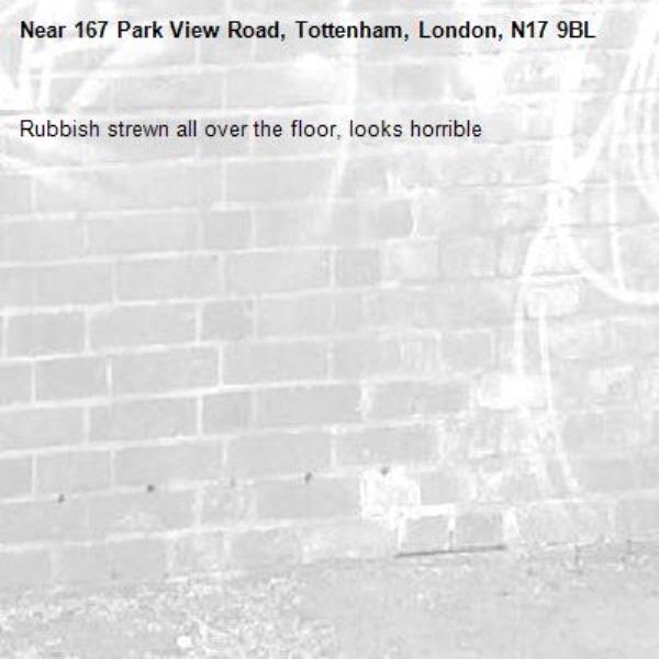 Rubbish strewn all over the floor, looks horrible -167 Park View Road, Tottenham, London, N17 9BL