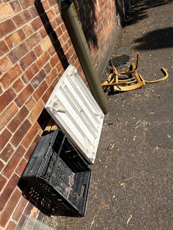 Rubbish dumped near beat box.-60 Beaumanor Road, Leicester, LE4 5QA