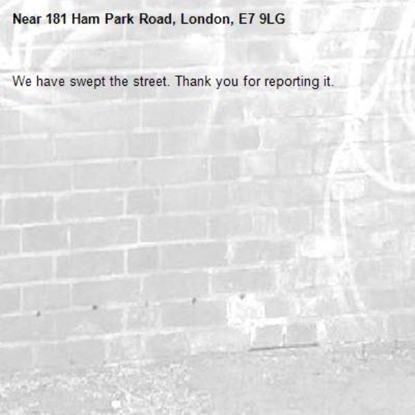 We have swept the street. Thank you for reporting it.-181 Ham Park Road, London, E7 9LG