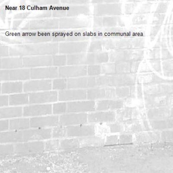 Green arrow been sprayed on slabs in communal area-18 Culham Avenue