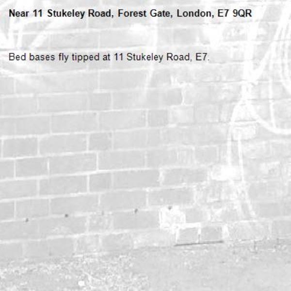 Bed bases fly tipped at 11 Stukeley Road, E7. -11 Stukeley Road, Forest Gate, London, E7 9QR