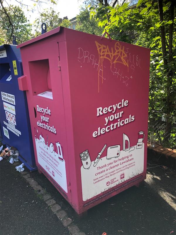Remove graffiti from Electrical bank-Blackheath Grove Public Convenience, Blackheath Grove, Blackheath, London, SE3 0AX
