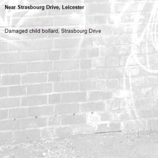 Damaged child bollard, Strasbourg Drive -Strasbourg Drive, Leicester