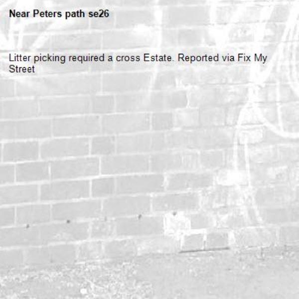 Litter picking required a cross Estate. Reported via Fix My Street-Peters path se26