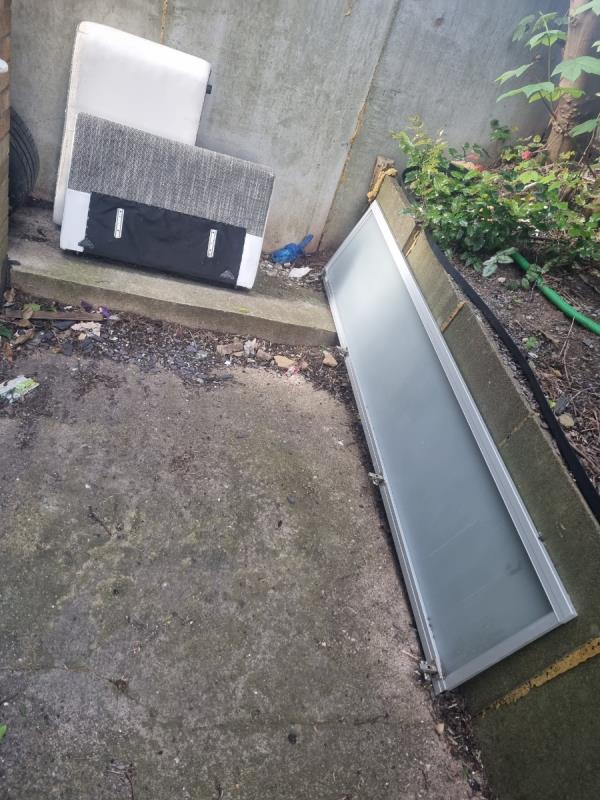 On Eastfield Road, at the Eastfield Court block of flats, someone has been fly-tipping all of their junk and rubbish that needs to be cleared. Thanks-Eastfield Road, Leicester