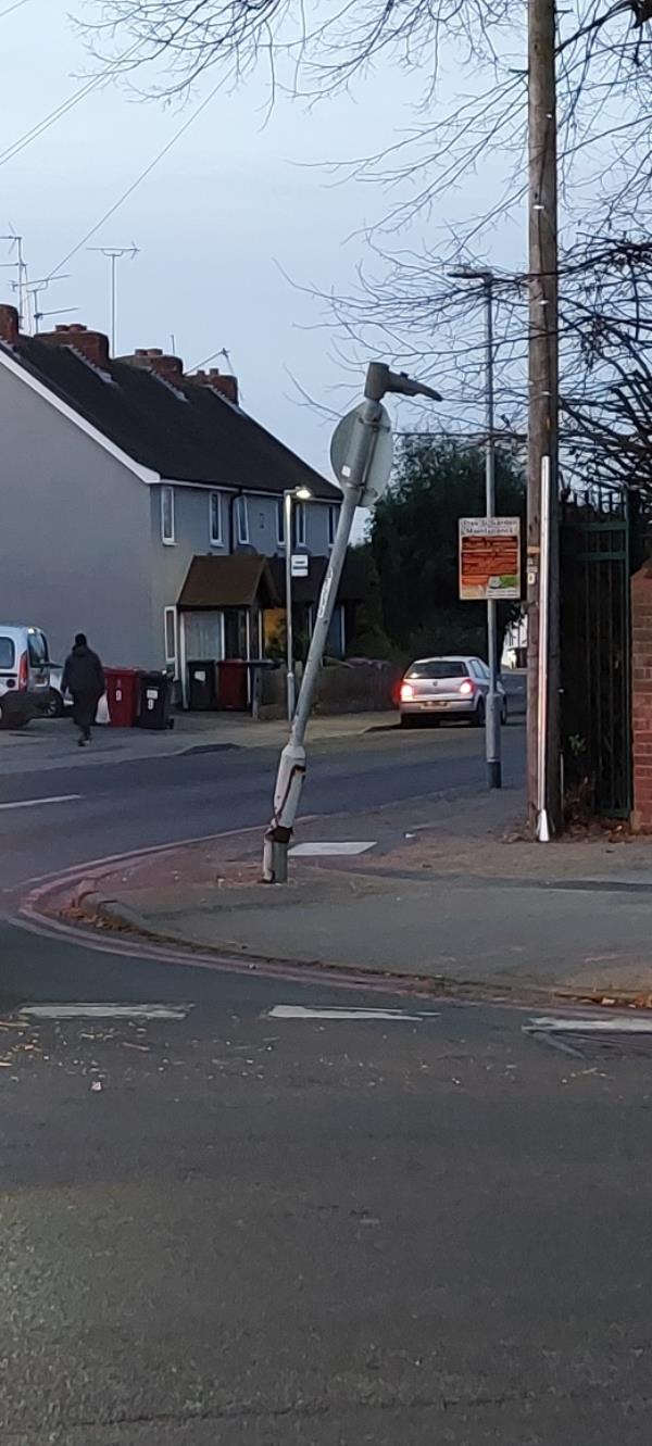 Traffic sign/post damaged.-2a Park Lane, Reading, RG31 5BD