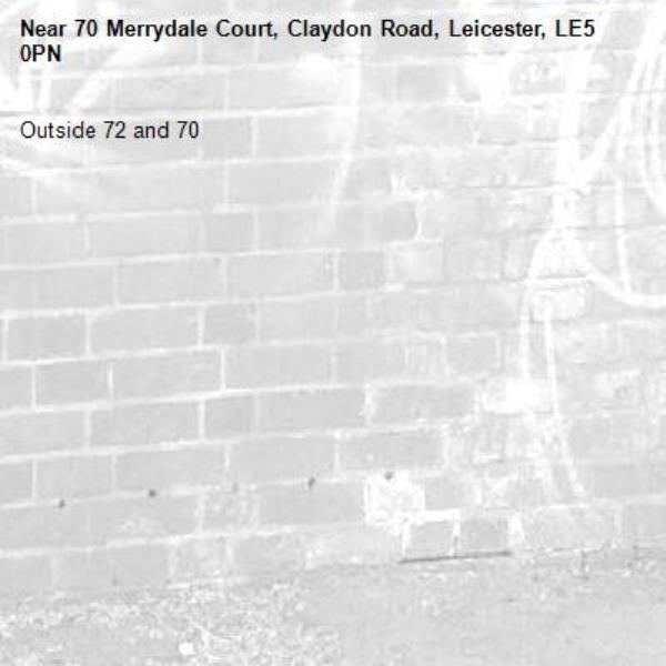 Outside 72 and 70-70 Merrydale Court, Claydon Road, Leicester, LE5 0PN
