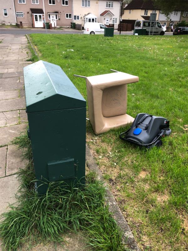 Junction of Oakridge Road. Please clear flytip from grass area-2 Downderry Road, Bromley, BR1 5QF
