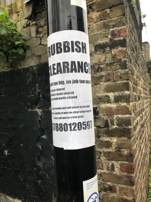 Remove flypostering from lamppost column 14-100 Hither Green Lane, Hither Green, London, SE13 6PT