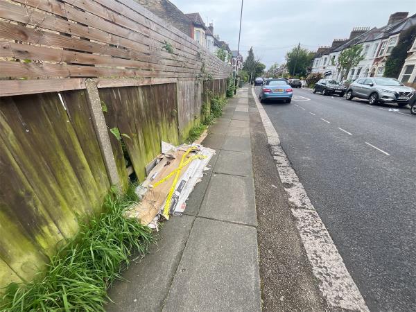 Laminate flooring boxes and a few pieces of laminate flooring to please be removed -150A, Laleham Road, London, SE6 2AD