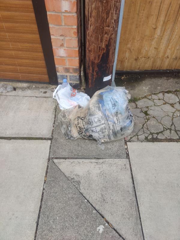 Someone has left bags of plaster in an orange bag on the street and the orange bag is now falling apart after i tried to pick it up. Its a bit heavy for me and is now attracting more litter being left there. -8 Staveley Road, Leicester, LE5 5JS