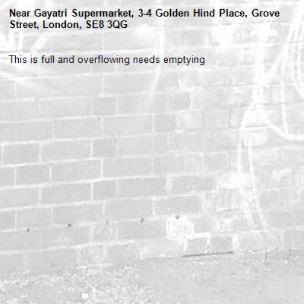 This is full and overflowing needs emptying-Gayatri Supermarket, 3-4 Golden Hind Place, Grove Street, London, SE8 3QG