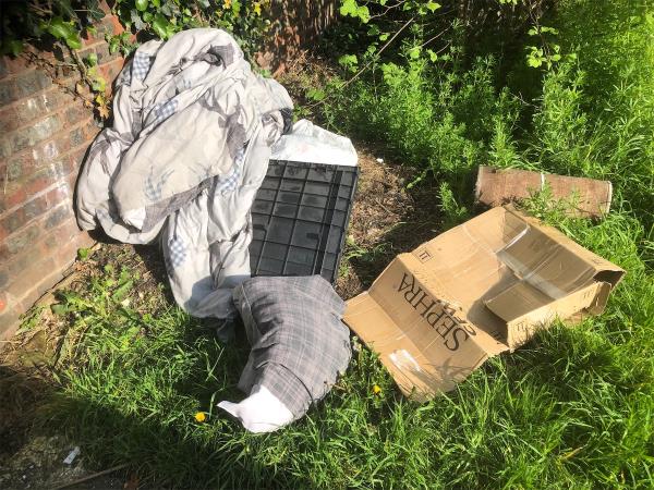 Rear of no 91. Please  clear fly tip-88 Henry Cooper Way, Grove Park, London, SE9 4JG