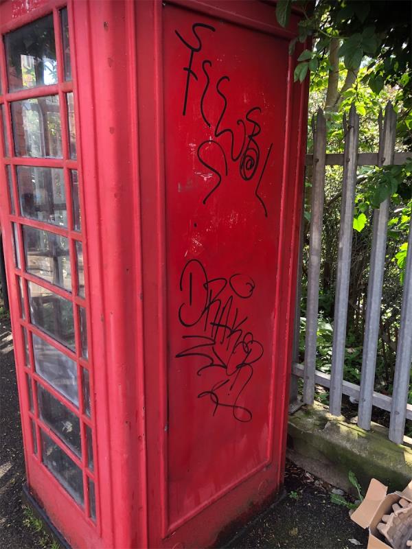 Remove graffiti from telephone box outside post offfice-Blackheath Grove Public Convenience, Blackheath Grove, Blackheath, London, SE3 0AX