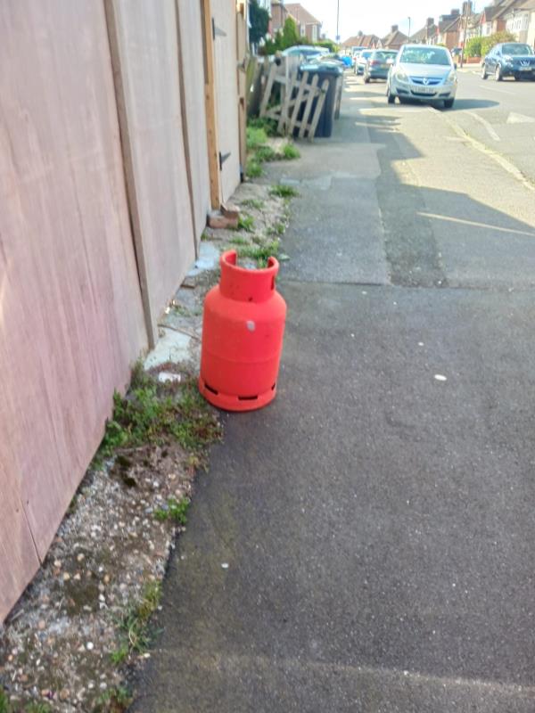  Calor gas bottle dumped on road-Flat 1, 31 Further Green Road, London, SE6 1JH