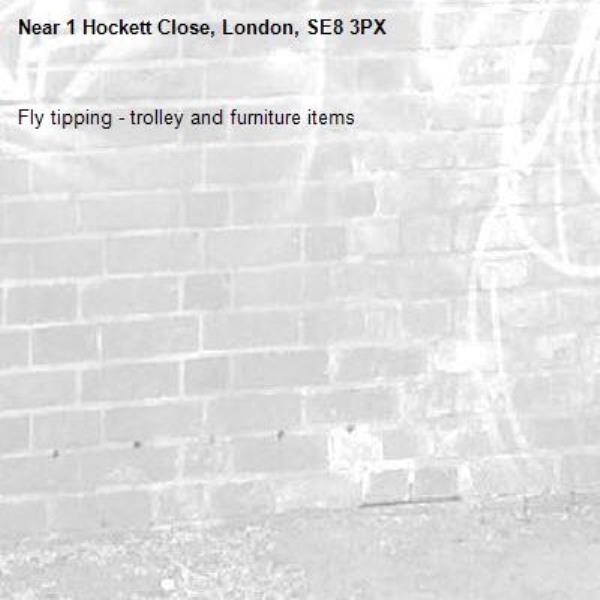 Fly tipping - trolley and furniture items -1 Hockett Close, London, SE8 3PX