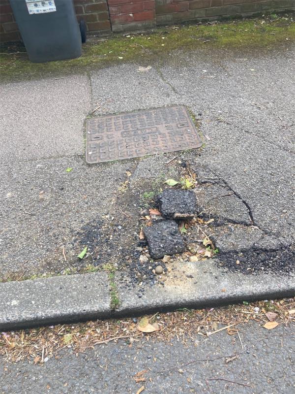 Pavement is broken up and dangerous (closer to 43)-39 Lewisham Park, Hither Green, London, SE13 6QZ