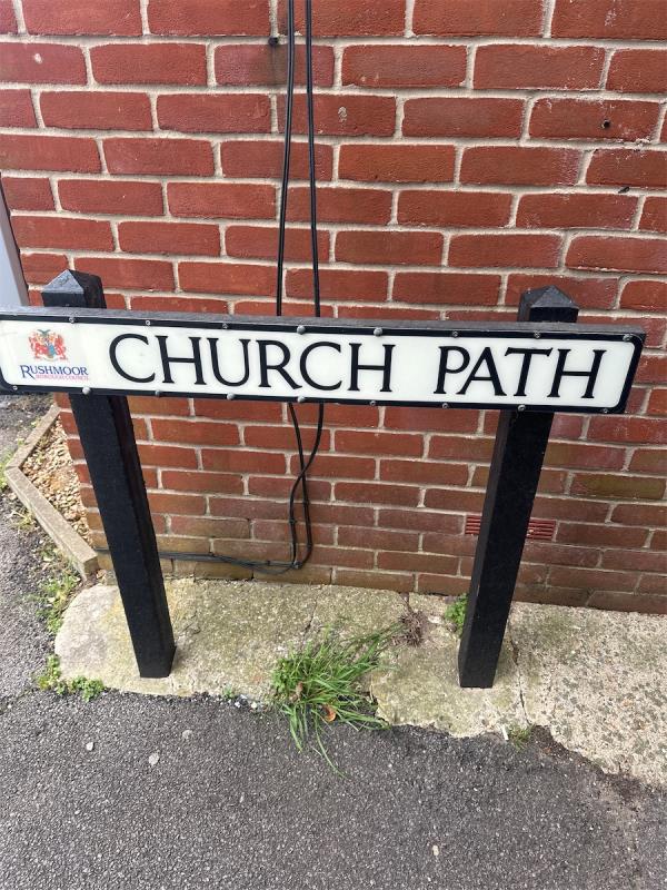 The whole of Church Path could do with a tidy. -17 Wetherby Gardens, Farnborough, GU14 6BW