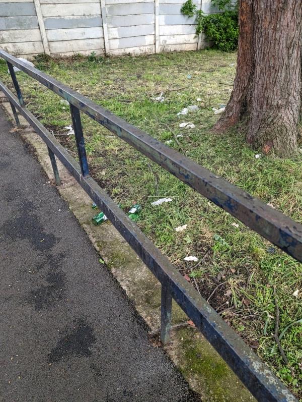 Grass was cut along with bin bags.. rubbish now scattered -18 Saxon Road, East Ham, London, E6 3RZ