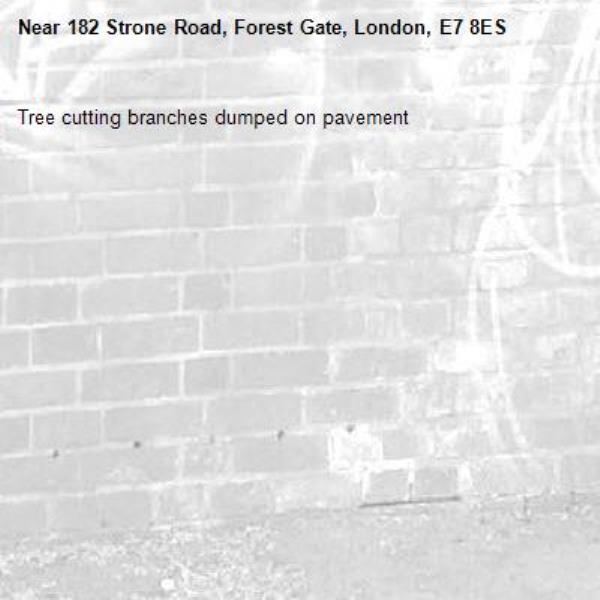 Tree cutting branches dumped on pavement -182 Strone Road, Forest Gate, London, E7 8ES