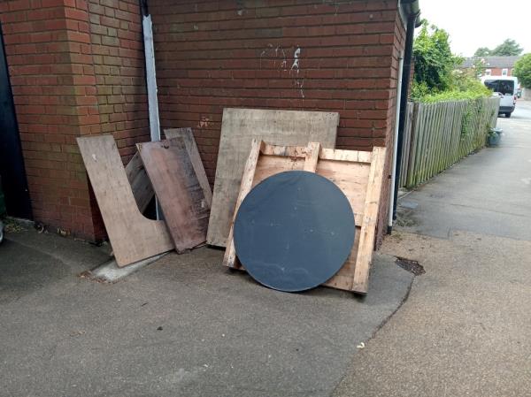Fly tipping of multiple wooden boards on Kimbolton close SE 12. Please clear.-19 Kimbolton Close, Lee, SE12 0JH