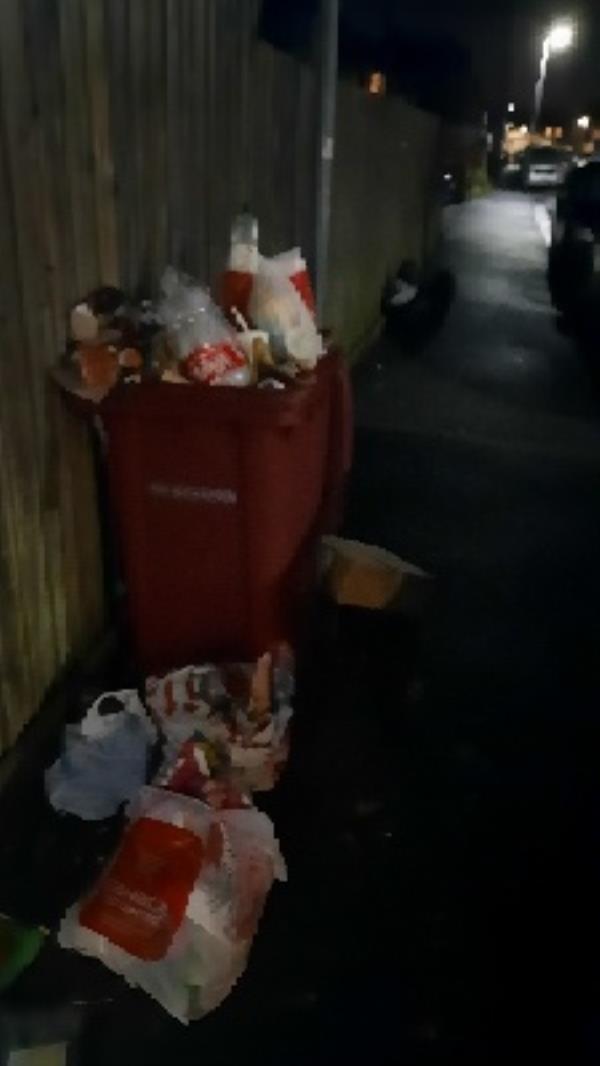 rubbish bags and overflowing wheelie bin-7a Beresford Road, RG30 1DE, England, United Kingdom