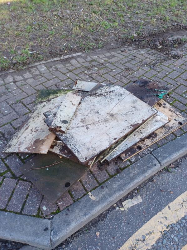Can the council arrange to have this flytip picked up please. Located  opposite 35 Evelyn Dennington Road Beckton. Thanks -121 Harrier Way, Beckton, London, E6 5YX