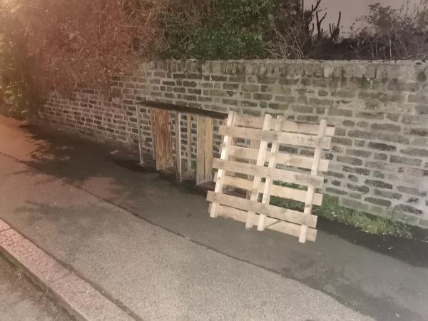 Fly tipping and pallet on brookbank road almost on Algernon -38 Brookbank Road, Ladywell, London, SE13 7BX