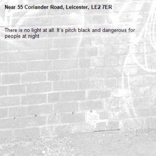 There is no light at all. It’s pitch black and dangerous for people at night-55 Coriander Road, Leicester, LE2 7ER