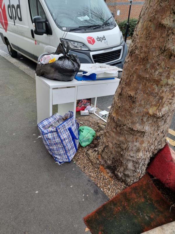 Someone has dumped old furniture and household waste at both ends of Outram Road causing obstruction for wheelchair users.-35 Outram Road, East Ham, E6 1JP