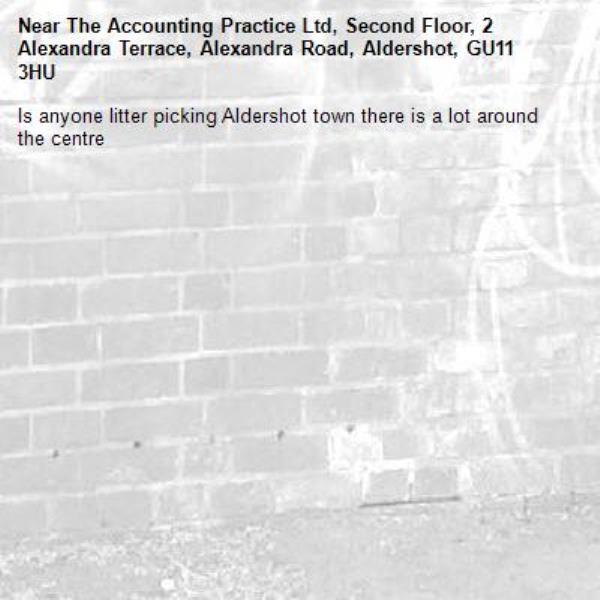 Is anyone litter picking Aldershot town there is a lot around the centre -The Accounting Practice Ltd, Second Floor, 2 Alexandra Terrace, Alexandra Road, Aldershot, GU11 3HU