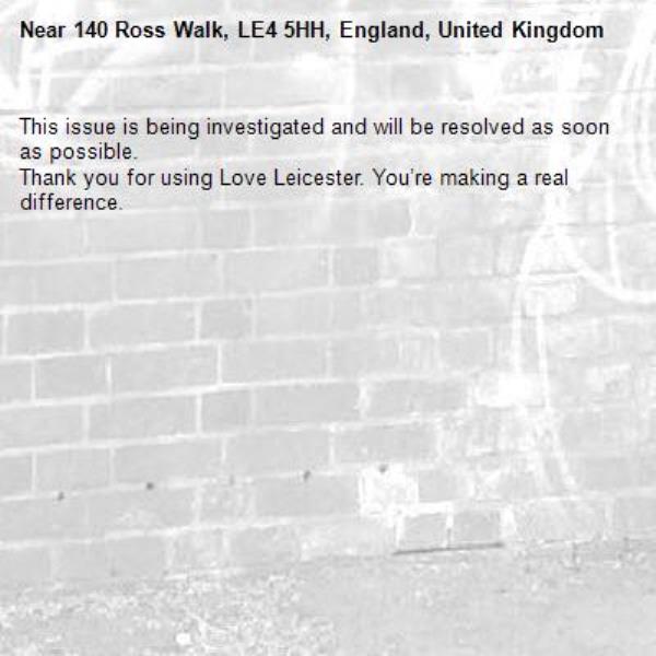 This issue is being investigated and will be resolved as soon as possible.
Thank you for using Love Leicester. You’re making a real difference.
-140 Ross Walk, LE4 5HH, England, United Kingdom