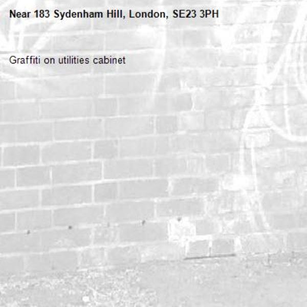 Graffiti on utilities cabinet -183 Sydenham Hill, London, SE23 3PH