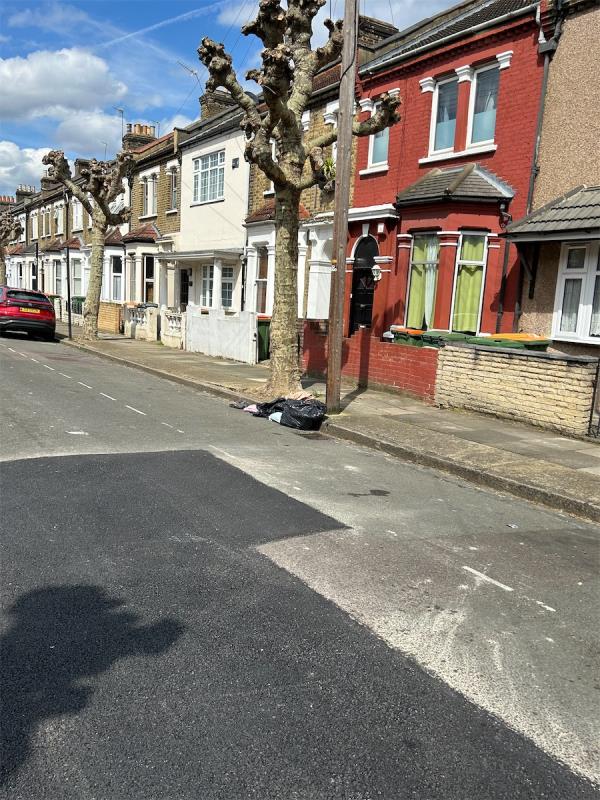 Bags dumped in street-61A, Bolton Road, Stratford, London, E15 4JY