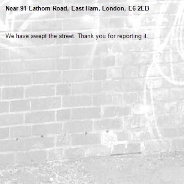 We have swept the street. Thank you for reporting it.-91 Lathom Road, East Ham, London, E6 2EB