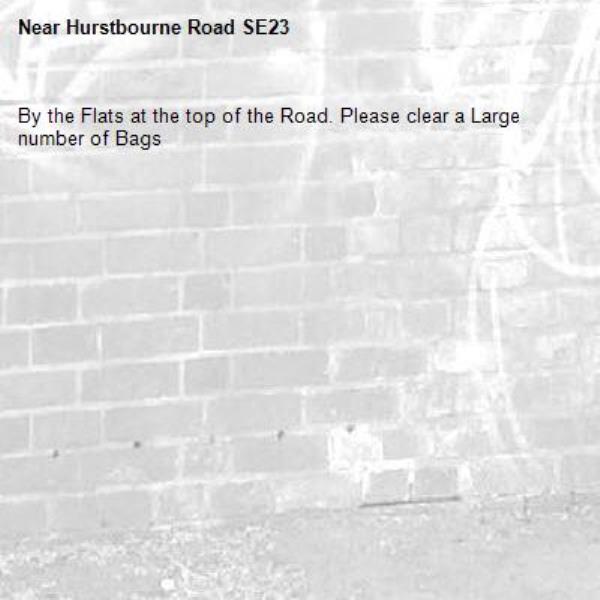 By the Flats at the top of the Road. Please clear a Large number of Bags-Hurstbourne Road SE23