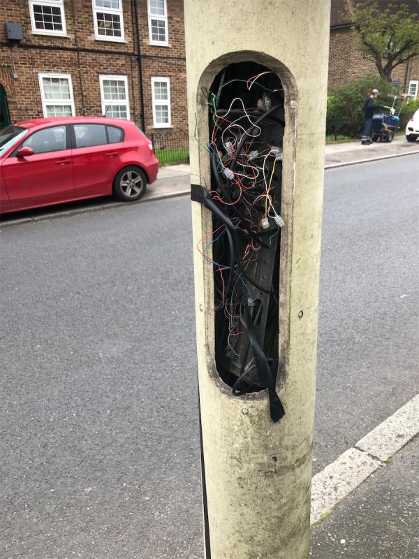 Inspection cover to Telegraph pole has been removed-129 Boundfield Road, London, SE6 1PF