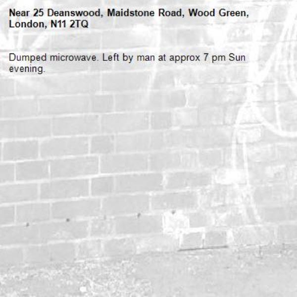 Dumped microwave. Left by man at approx 7 pm Sun evening. -25 Deanswood, Maidstone Road, Wood Green, London, N11 2TQ