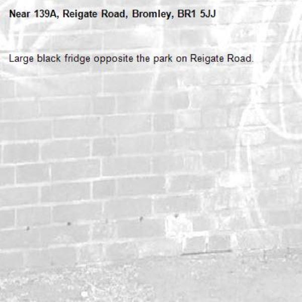 Large black fridge opposite the park on Reigate Road. 

I can't provide images as camera isn't working. -139A, Reigate Road, Bromley, BR1 5JJ