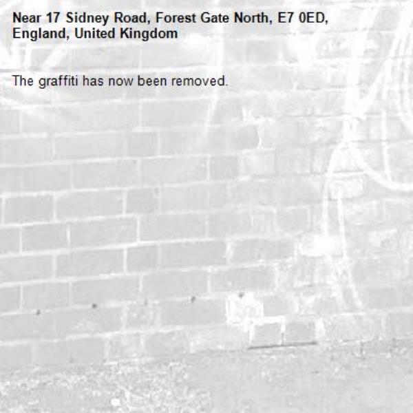 The graffiti has now been removed.-17 Sidney Road, Forest Gate North, E7 0ED, England, United Kingdom