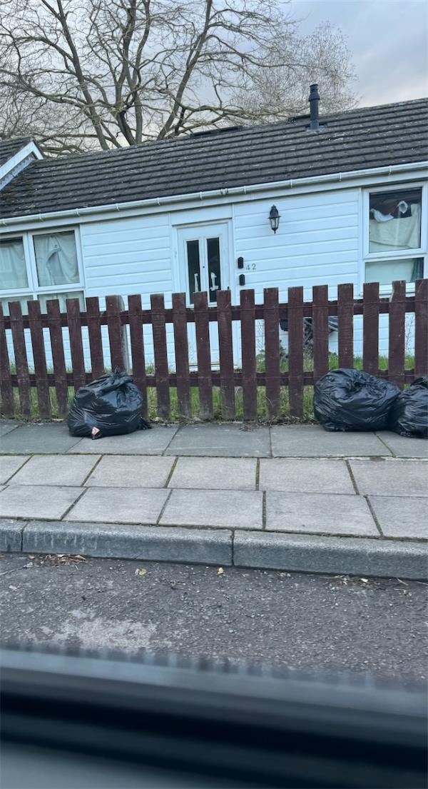 Number 42 has dumped fly tipped  garbage on the pavement without any consideration for the environment -9 Gamel Road, Leicester, LE5 6TB