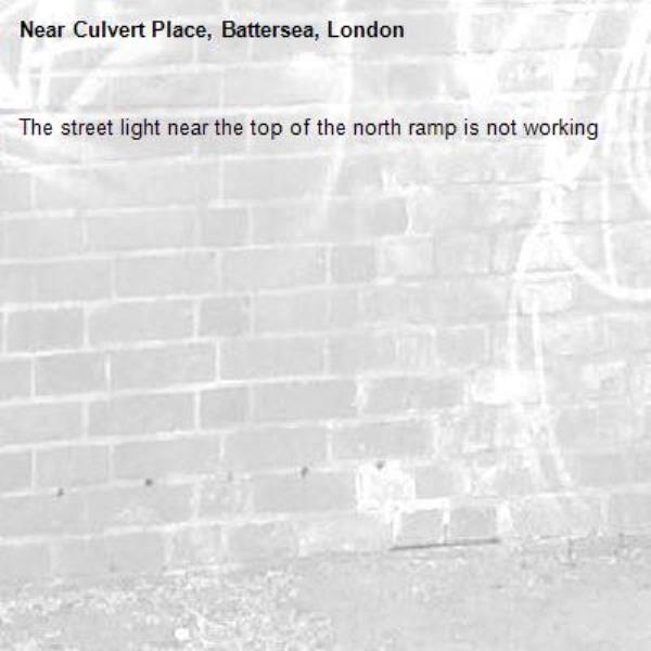 The street light near the top of the north ramp is not working -Culvert Place, Battersea, London