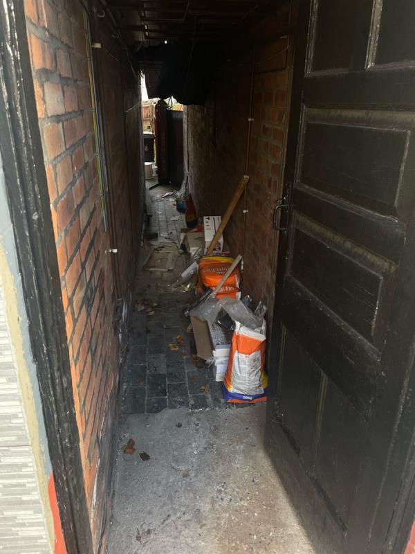 I live in 38 beggrave street and my neighbour on 36 beggrave street between this two house we have narrow aisle to take out the bin but there was a work going on our neighbour 36 and owner of the house left stuff on narrow aisle example tiles and sand bags and it’s been more than 4 weeks owner of the house still hasn’t clean the stuff and we can’t take out our bins for more than 4 weeks I’ve spoke with the owner. Owner said builder left the stuff but his talking rudely and shouting and end the c-36 Baggrave Street, Coleman, LE5 3QS, England, United Kingdom