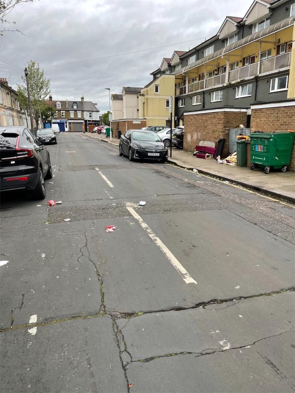 Because the bins are on the street this is a fly tip hot spot. DO SOMETHING. Literally everywhere. You have the power to resolve this. -34 Shirley Road, Stratford, London, E15 4HX