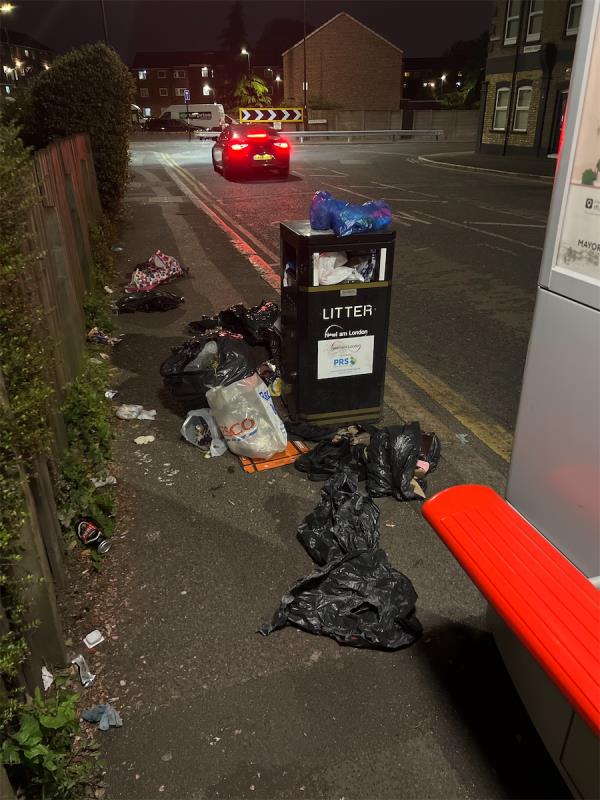 Junk blocking the pavement at the bottom of upper road turning onto grange road -East London Cemetery