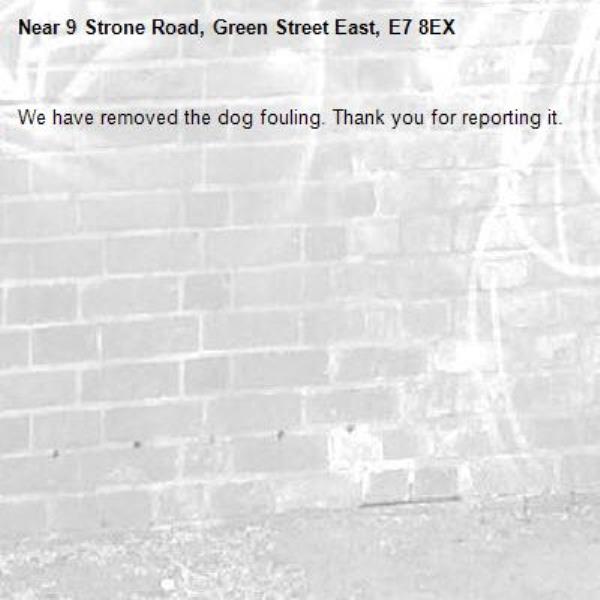 We have removed the dog fouling. Thank you for reporting it.-9 Strone Road, Green Street East, E7 8EX