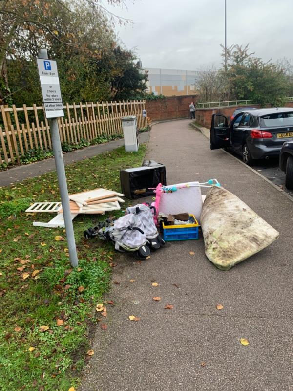 Fly tipped rubbish opposite the primary school-35 Wolseley Street, RG1 6AZ, England, United Kingdom